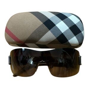 Vintage Burberry Brown and Black Sunglasses with Case